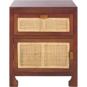 Safavieh Home Collection Dave Black and Natural Rattan 1-Drawer 1-Door Nightstand(Dark Natural/Natural)