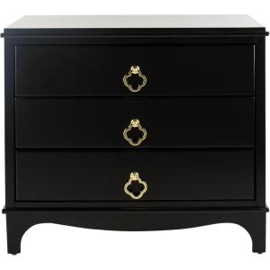 Safavieh Home Collection Hannon 3 Drawer Contemporary Nightstand(Black / Brass)