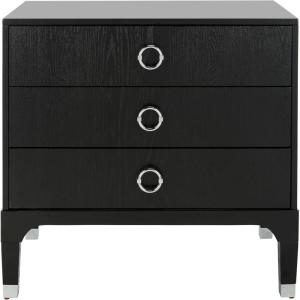 Safavieh Home Collection Lorna 3 Drawer Contemporary Night Stand Nightstand, Black(Black)