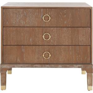 Safavieh Home Collection Lorna 3 Drawer Contemporary Night Stand Nightstand, Black(Natural)