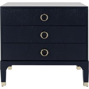 Safavieh Home Collection Lorna 3 Drawer Contemporary Night Stand Nightstand, Black(Navy)