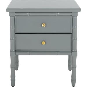 Safavieh Home Collection Mina Modern Coastal 2 Drawer 25″ Bamboo Nightstand, White(Grey/Gold)