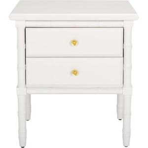 Safavieh Home Collection Mina Modern Coastal 2 Drawer 25″ Bamboo Nightstand, White(White/Gold)