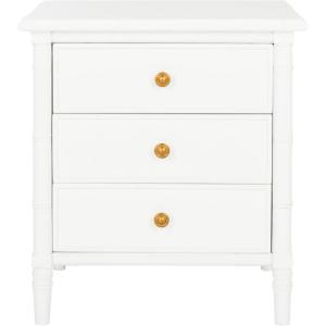 Safavieh Home Collection Mina Modern Coastal 3 Drawer 25″ Bamboo Nightstand, Navy(White/Gold)