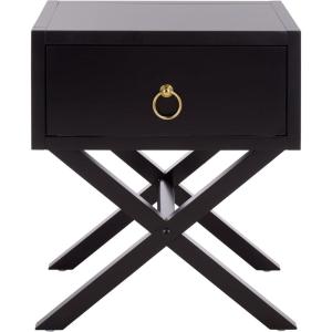 Safavieh Home Collection Odilia Turquoise and Gold 1-Drawer Nightstand, 16″D x 19″W x 22″H(Black)