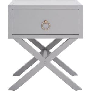 Safavieh Home Collection Odilia Turquoise and Gold 1-Drawer Nightstand, 16″D x 19″W x 22″H(Grey)