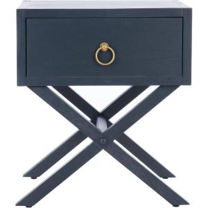 Safavieh Home Collection Odilia Turquoise and Gold 1-Drawer Nightstand, 16″D x 19″W x 22″H(Navy)