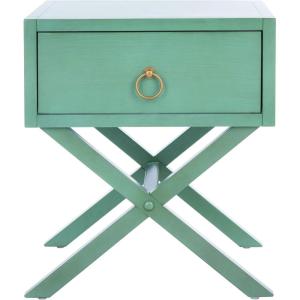 Safavieh Home Collection Odilia Turquoise and Gold 1-Drawer Nightstand, 16″D x 19″W x 22″H(Turquoise)