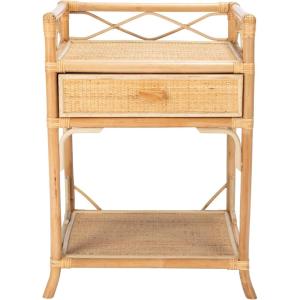 Safavieh Home Collection Rumi White and Natural Rattan 1-Drawer 1-Shelf Nightstand(Natural)