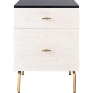 Safavieh Home Genevieve Modern Walnut and White Mahogany 2-drawer Nightstand(Black / White Washed)