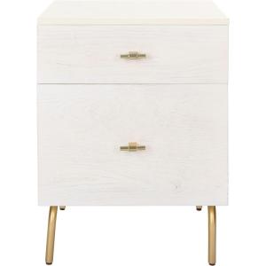 Safavieh Home Genevieve Modern Walnut and White Mahogany 2-drawer Nightstand(Cream / White Washed)