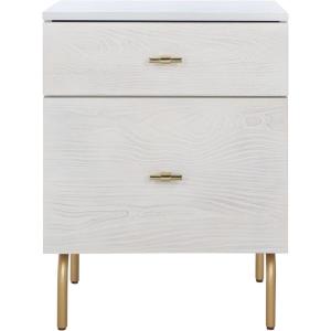 Safavieh Home Genevieve Modern Walnut and White Mahogany 2-drawer Nightstand(Grey / White Washed)