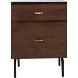 Safavieh Home Genevieve Modern Walnut and White Mahogany 2-drawer Nightstand(Walnut / Black)