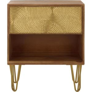 Safavieh Home Solene Natural 1-drawer Textured Hairpin Storage Nightstand