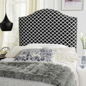 Safavieh Mercer Collection Connie Black and White Lattice Silver Nailhead Headboard (Twin)(Black / White)