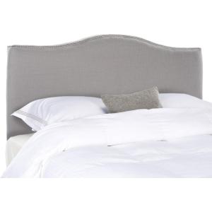 Safavieh Mercer Collection Jeneve Off-White Linen Silver Nailhead Headboard (King)(Artic Grey)