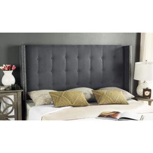 Safavieh Mercer Collection Keegan Grey Velvet Tufted Winged Headboard (Queen)