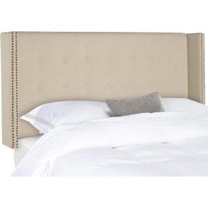 Safavieh Mercer Collection Keegan Linen Tufted Winged Headboard, Queen, Silver(Hemp)