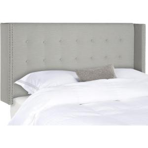 Safavieh Mercer Collection Keegan Linen Tufted Winged Headboard, Queen, Silver(Silver)