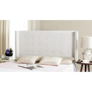Safavieh Mercer Collection Keegan Linen Tufted Winged Headboard, Queen, Silver(White)