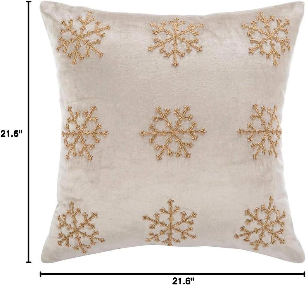 image:imageSAFAVIEH Sydnee Snowflake Throw Pillow 12x22 BeigeGoldBeige Gold