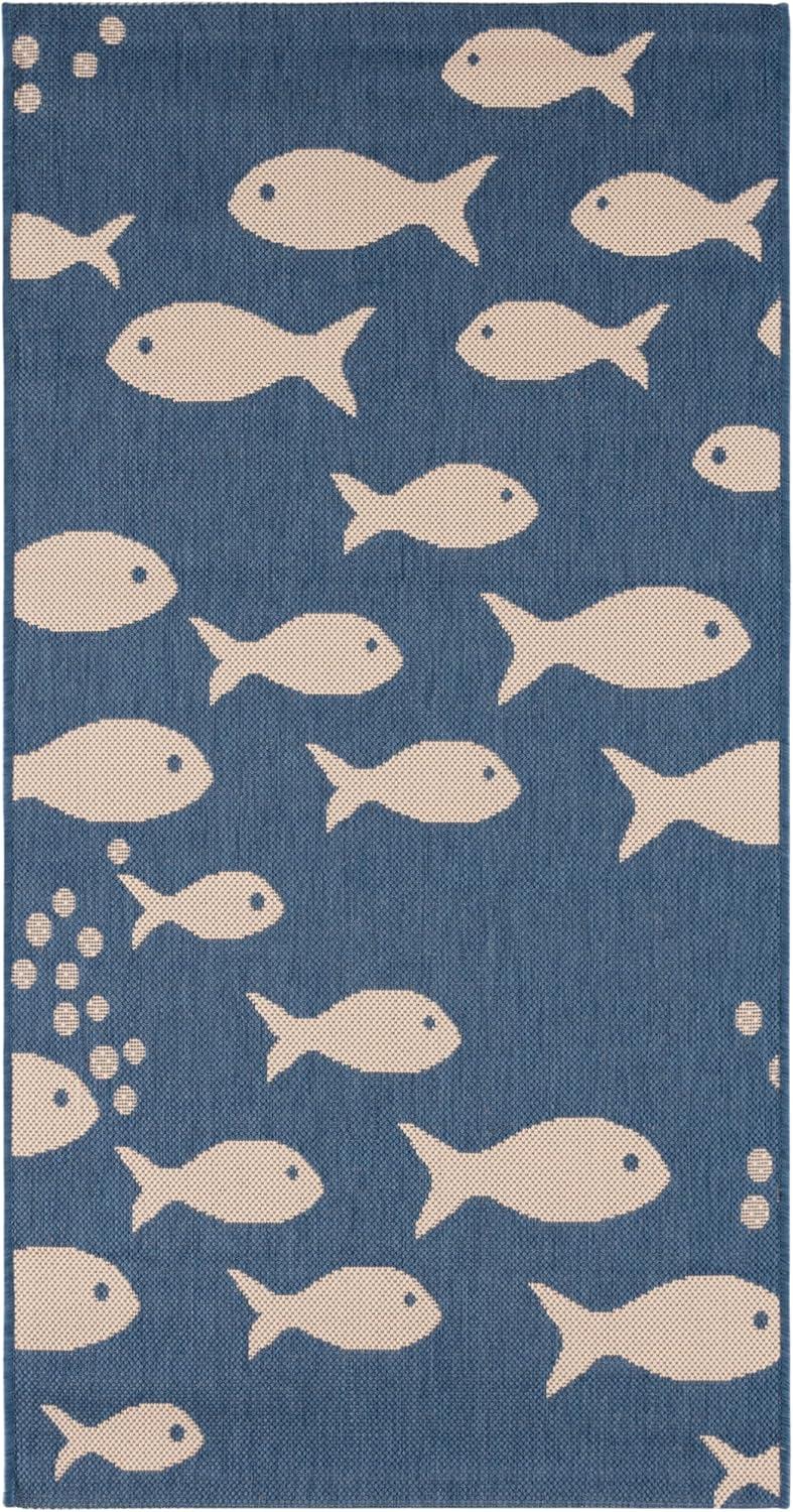 image:imageSAFAVIEH Washable Rug Outdoor Courtyard Collection 2 x 37 Aqua Blue amp Beige NonShedding amp Easy Cleaning Ideal for Patio Front Door Entryway Doormat CY6012223BlueBeige