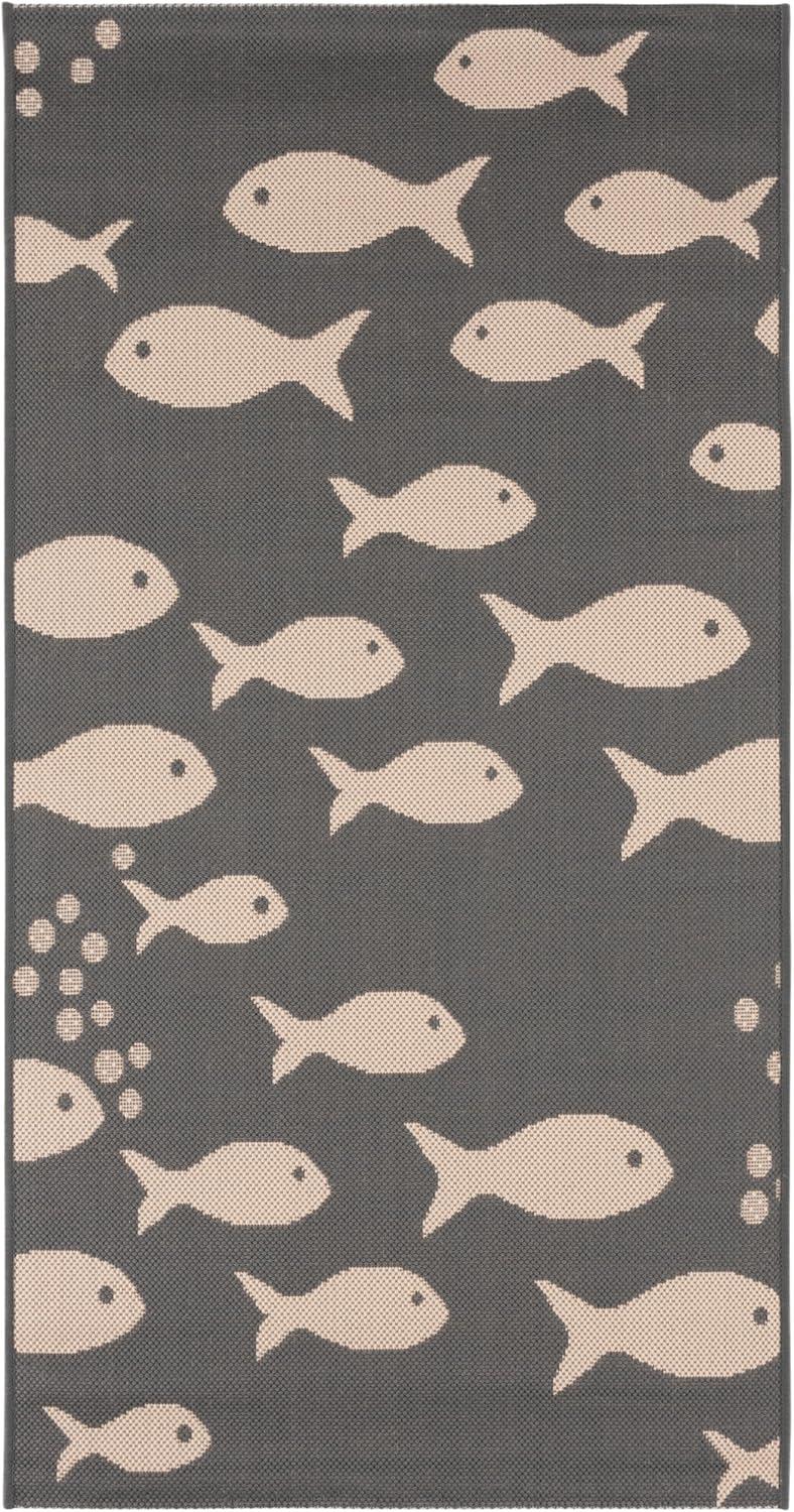 image:imageSAFAVIEH Washable Rug Outdoor Courtyard Collection 2 x 37 Aqua Blue amp Beige NonShedding amp Easy Cleaning Ideal for Patio Front Door Entryway Doormat CY6012223Dark GreyBeige