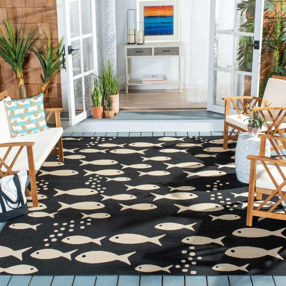 image:imageSAFAVIEH Washable Rug Outdoor Courtyard Collection 2 x 37 Aqua Blue amp Beige NonShedding amp Easy Cleaning Ideal for Patio Front Door Entryway Doormat CY6012223BlackBeige
