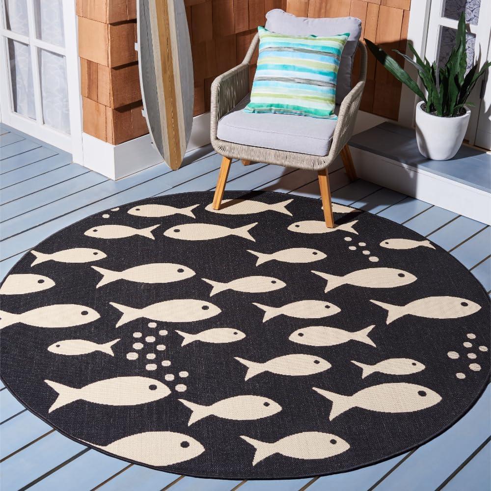 image:imageSAFAVIEH Washable Rug Outdoor Courtyard Collection 2 x 37 Aqua Blue amp Beige NonShedding amp Easy Cleaning Ideal for Patio Front Door Entryway Doormat CY6012223BlackBeige