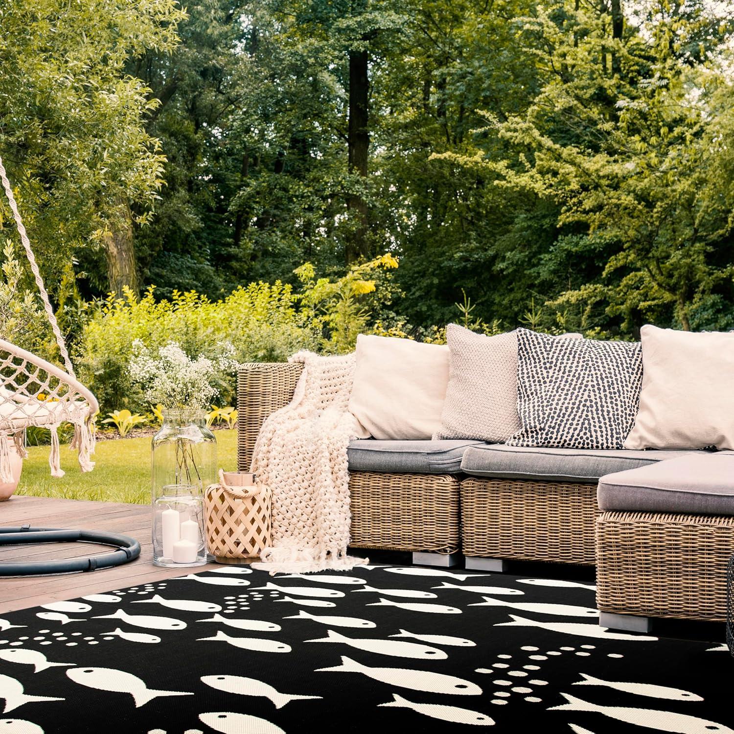 image:imageSAFAVIEH Washable Rug Outdoor Courtyard Collection 2 x 37 Aqua Blue amp Beige NonShedding amp Easy Cleaning Ideal for Patio Front Door Entryway Doormat CY6012223BlackBeige