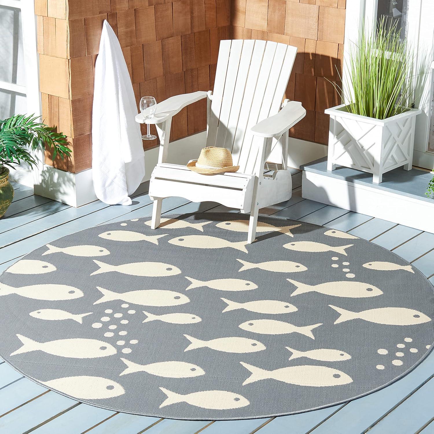 image:imageSAFAVIEH Washable Rug Outdoor Courtyard Collection 2 x 37 Aqua Blue amp Beige NonShedding amp Easy Cleaning Ideal for Patio Front Door Entryway Doormat CY6012223Dark GreyBeige