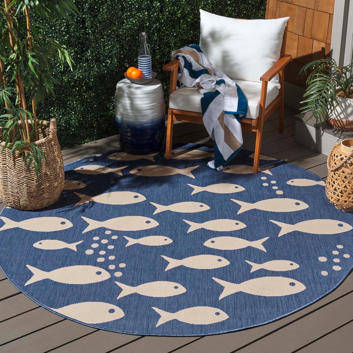 image:imageSAFAVIEH Washable Rug Outdoor Courtyard Collection 2 x 37 Aqua Blue amp Beige NonShedding amp Easy Cleaning Ideal for Patio Front Door Entryway Doormat CY6012223BlueBeige