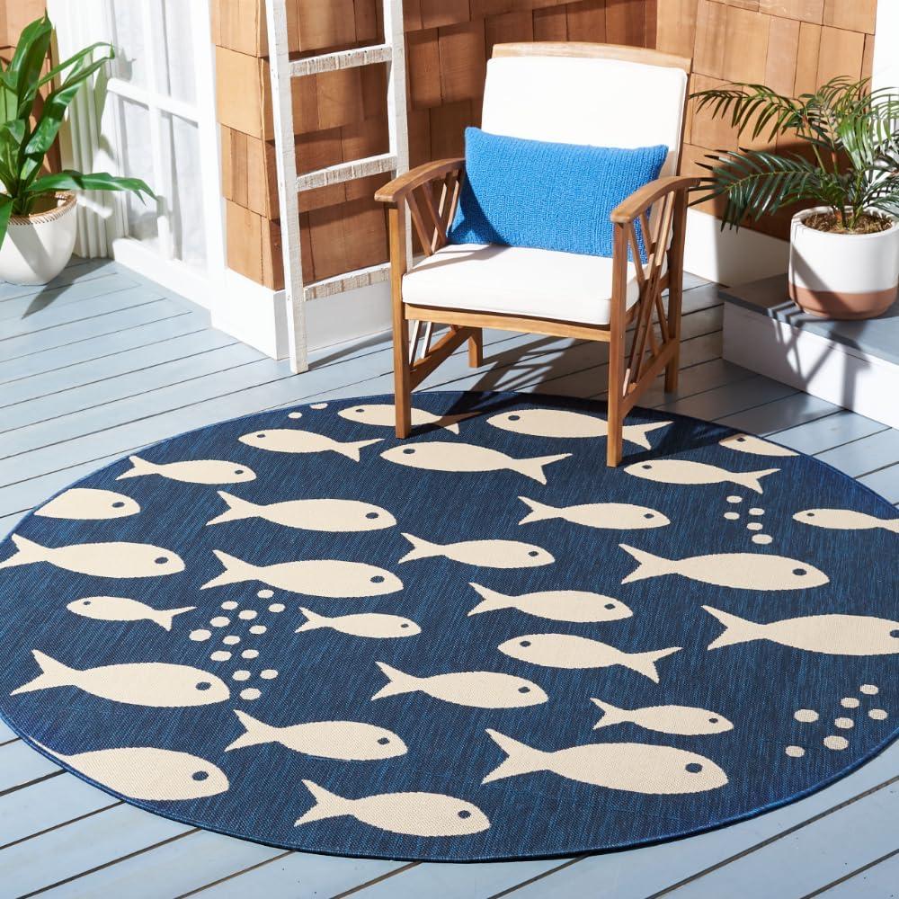 image:imageSAFAVIEH Washable Rug Outdoor Courtyard Collection 2 x 37 Aqua Blue amp Beige NonShedding amp Easy Cleaning Ideal for Patio Front Door Entryway Doormat CY6012223NavyBeige