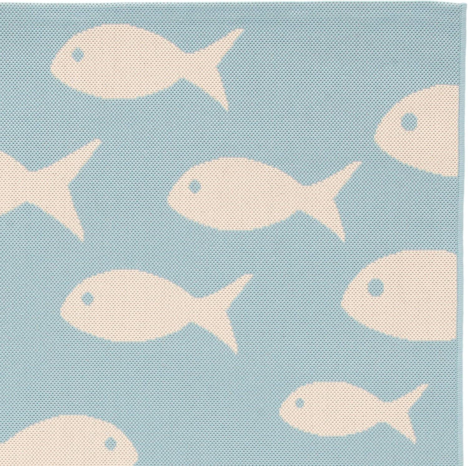 image:imageSAFAVIEH Washable Rug Outdoor Courtyard Collection 2 x 37 Aqua Blue amp Beige NonShedding amp Easy Cleaning Ideal for Patio Front Door Entryway Doormat CY6012223AquaBeige