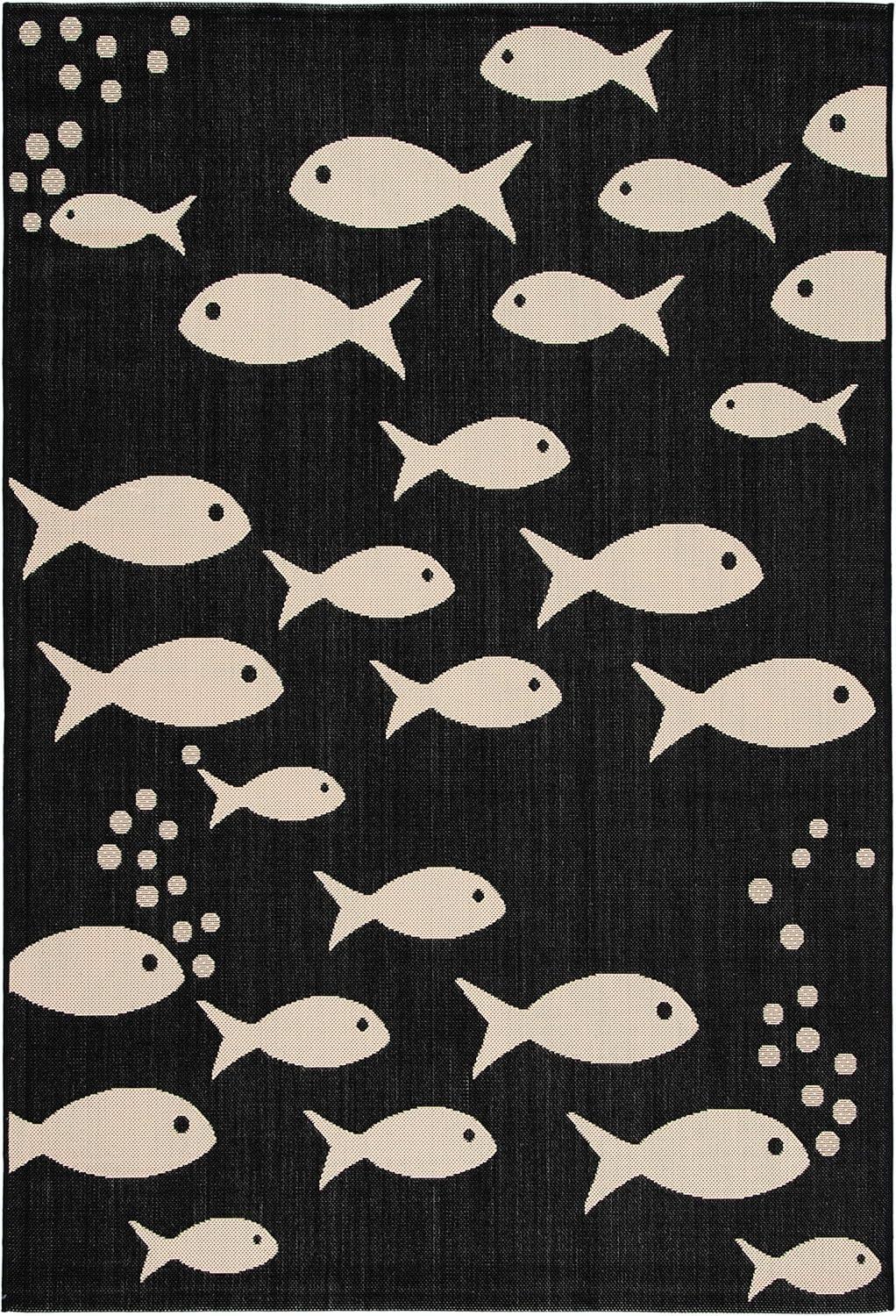 image:imageSAFAVIEH Washable Rug Outdoor Courtyard Collection 2 x 37 Aqua Blue amp Beige NonShedding amp Easy Cleaning Ideal for Patio Front Door Entryway Doormat CY6012223BlackBeige