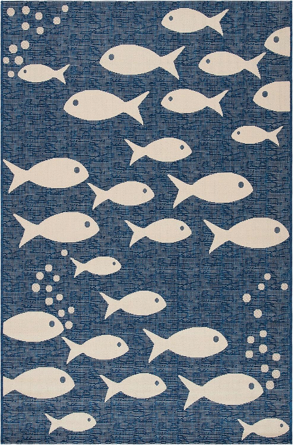 image:imageSAFAVIEH Washable Rug Outdoor Courtyard Collection 2 x 37 Aqua Blue amp Beige NonShedding amp Easy Cleaning Ideal for Patio Front Door Entryway Doormat CY6012223NavyBeige
