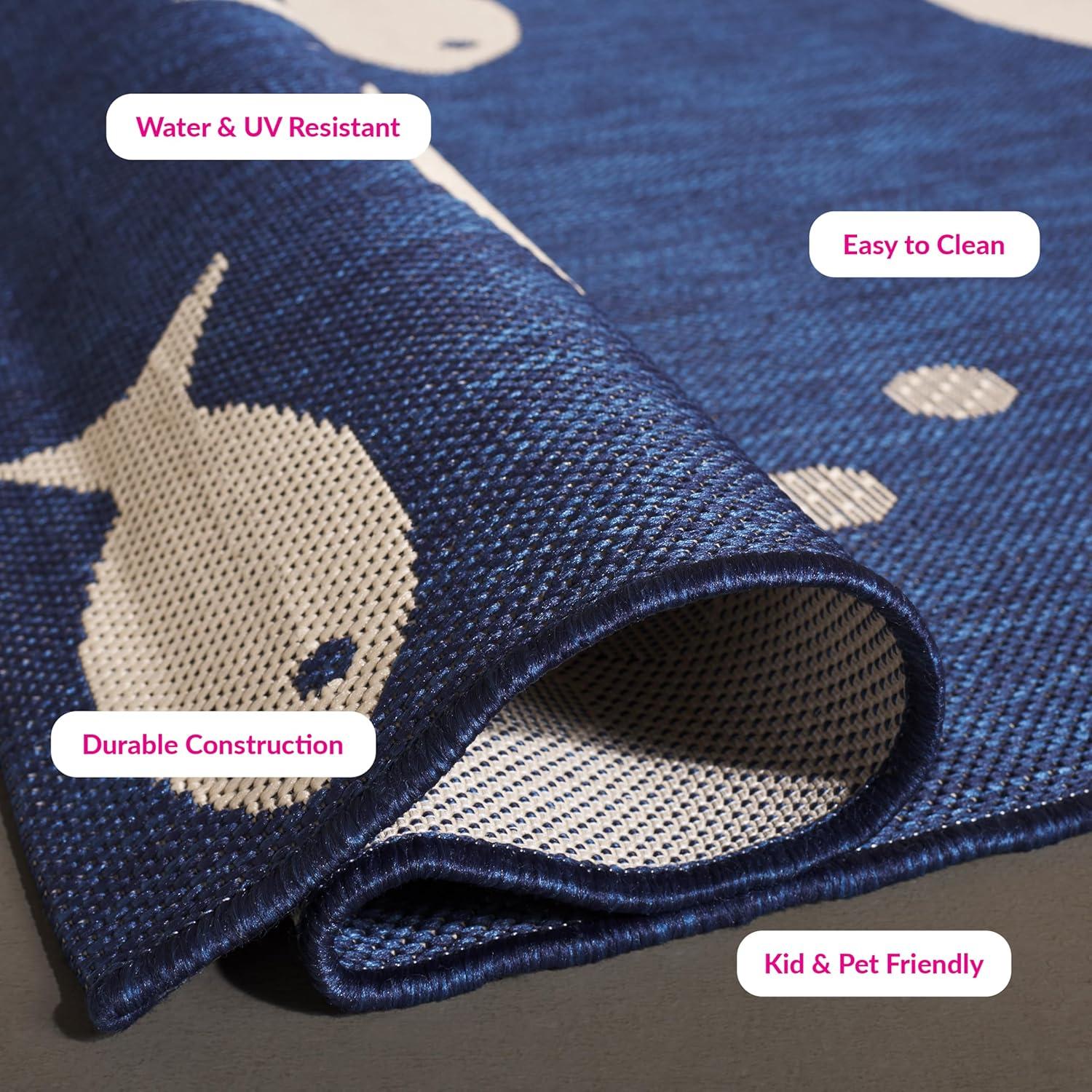 image:imageSAFAVIEH Washable Rug Outdoor Courtyard Collection 2 x 37 Aqua Blue amp Beige NonShedding amp Easy Cleaning Ideal for Patio Front Door Entryway Doormat CY6012223NavyBeige