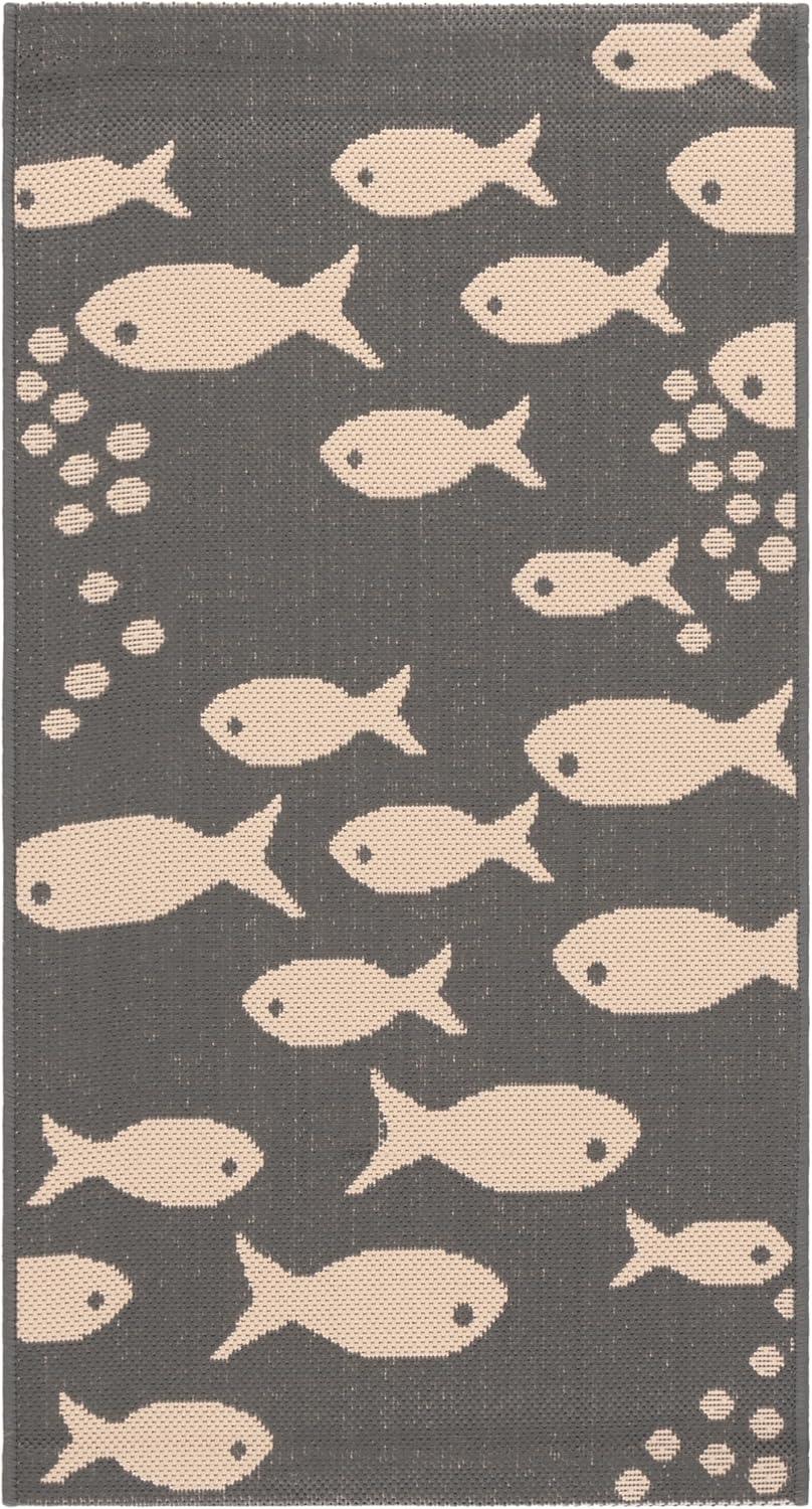 image:imageSAFAVIEH Washable Rug Outdoor Courtyard Collection 2 x 37 Aqua Blue amp Beige NonShedding amp Easy Cleaning Ideal for Patio Front Door Entryway Doormat CY6012223Dark GreyBeige
