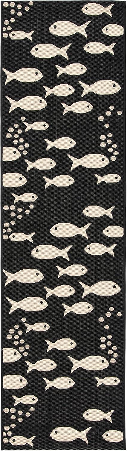 image:imageSAFAVIEH Washable Rug Outdoor Courtyard Collection 2 x 37 Aqua Blue amp Beige NonShedding amp Easy Cleaning Ideal for Patio Front Door Entryway Doormat CY6012223BlackBeige
