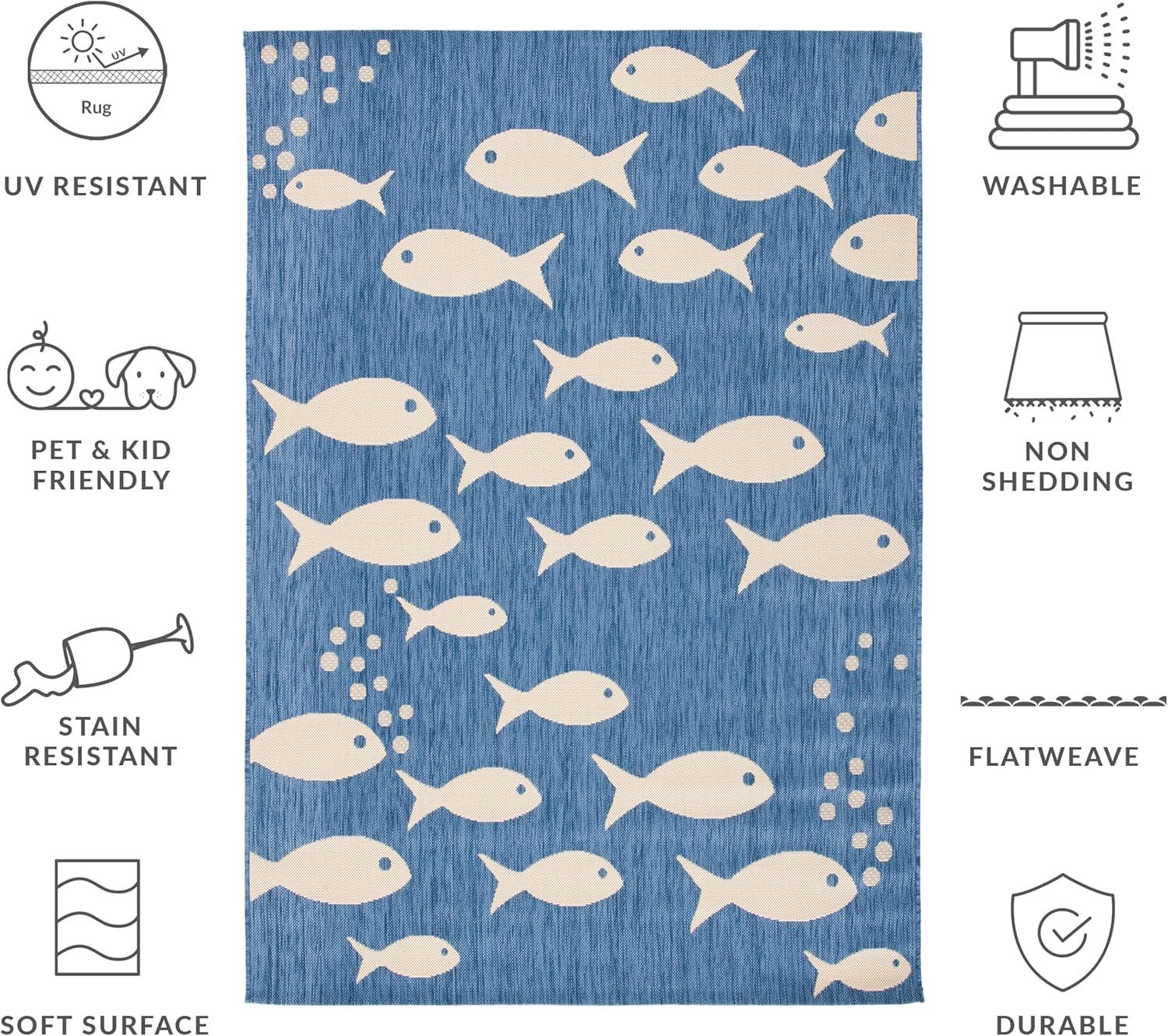image:imageSAFAVIEH Washable Rug Outdoor Courtyard Collection 2 x 37 Aqua Blue amp Beige NonShedding amp Easy Cleaning Ideal for Patio Front Door Entryway Doormat CY6012223BlueBeige