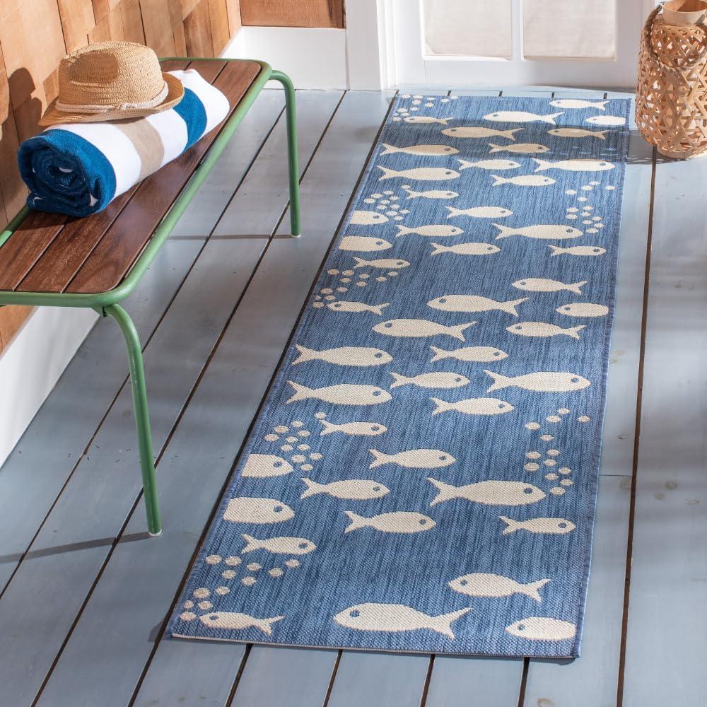 image:imageSAFAVIEH Washable Rug Outdoor Courtyard Collection 2 x 37 Aqua Blue amp Beige NonShedding amp Easy Cleaning Ideal for Patio Front Door Entryway Doormat CY6012223BlueBeige