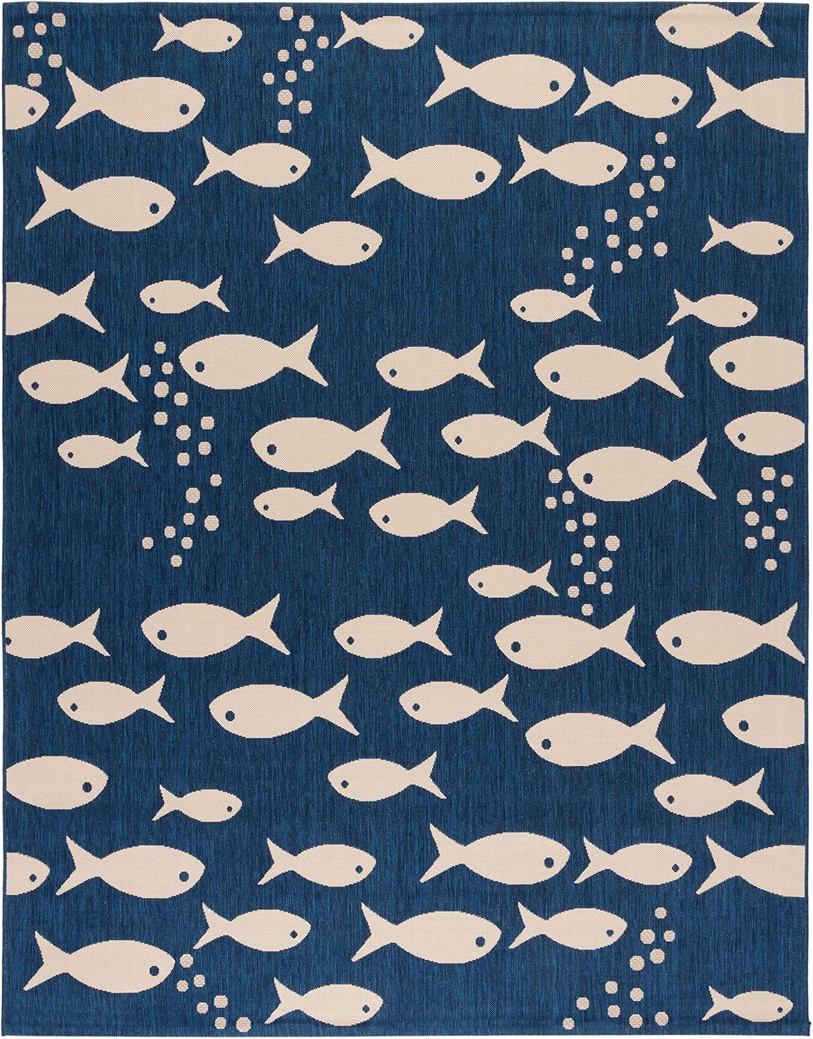 image:imageSAFAVIEH Washable Rug Outdoor Courtyard Collection 2 x 37 Aqua Blue amp Beige NonShedding amp Easy Cleaning Ideal for Patio Front Door Entryway Doormat CY6012223NavyBeige
