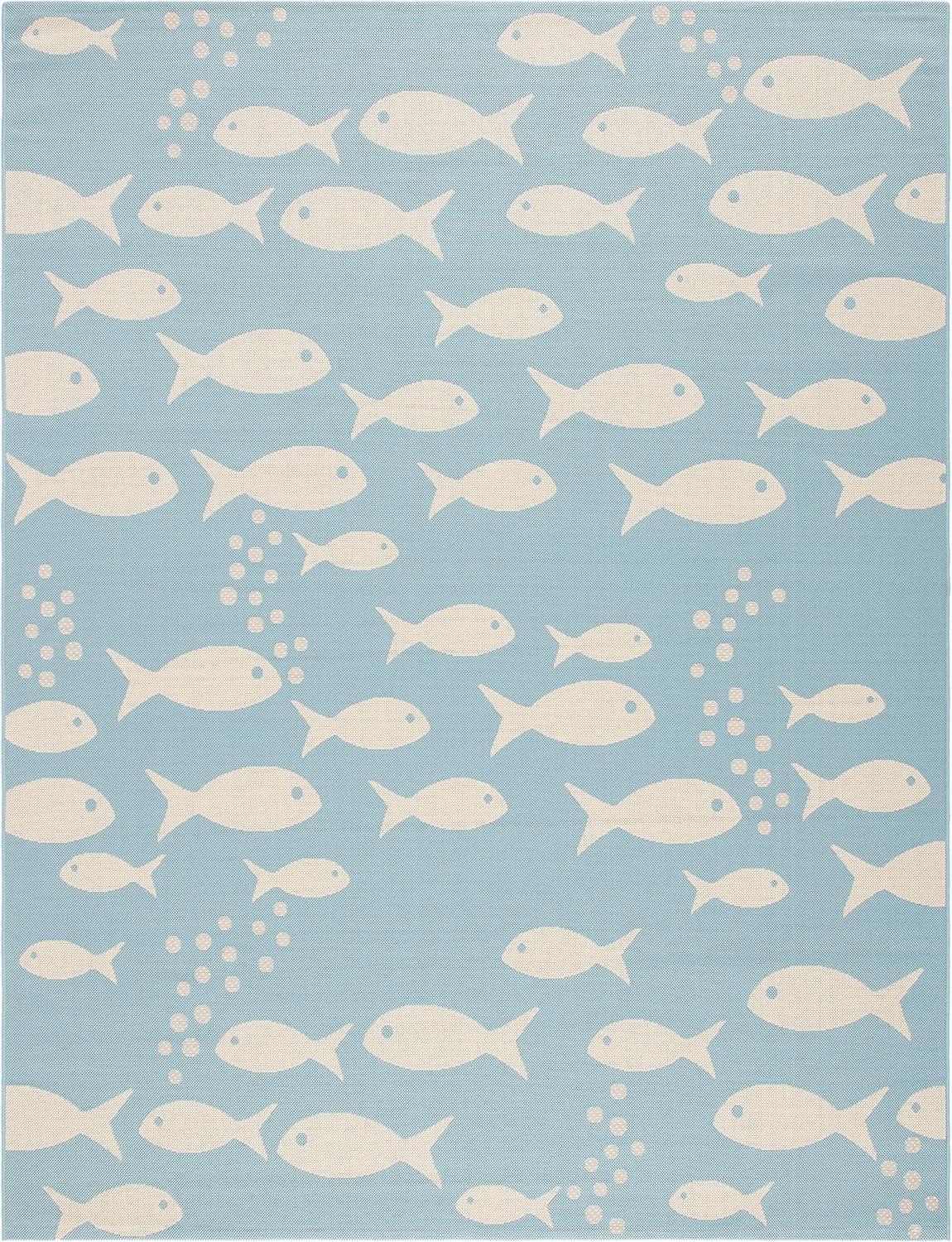 image:imageSAFAVIEH Washable Rug Outdoor Courtyard Collection 2 x 37 Aqua Blue amp Beige NonShedding amp Easy Cleaning Ideal for Patio Front Door Entryway Doormat CY6012223AquaBeige
