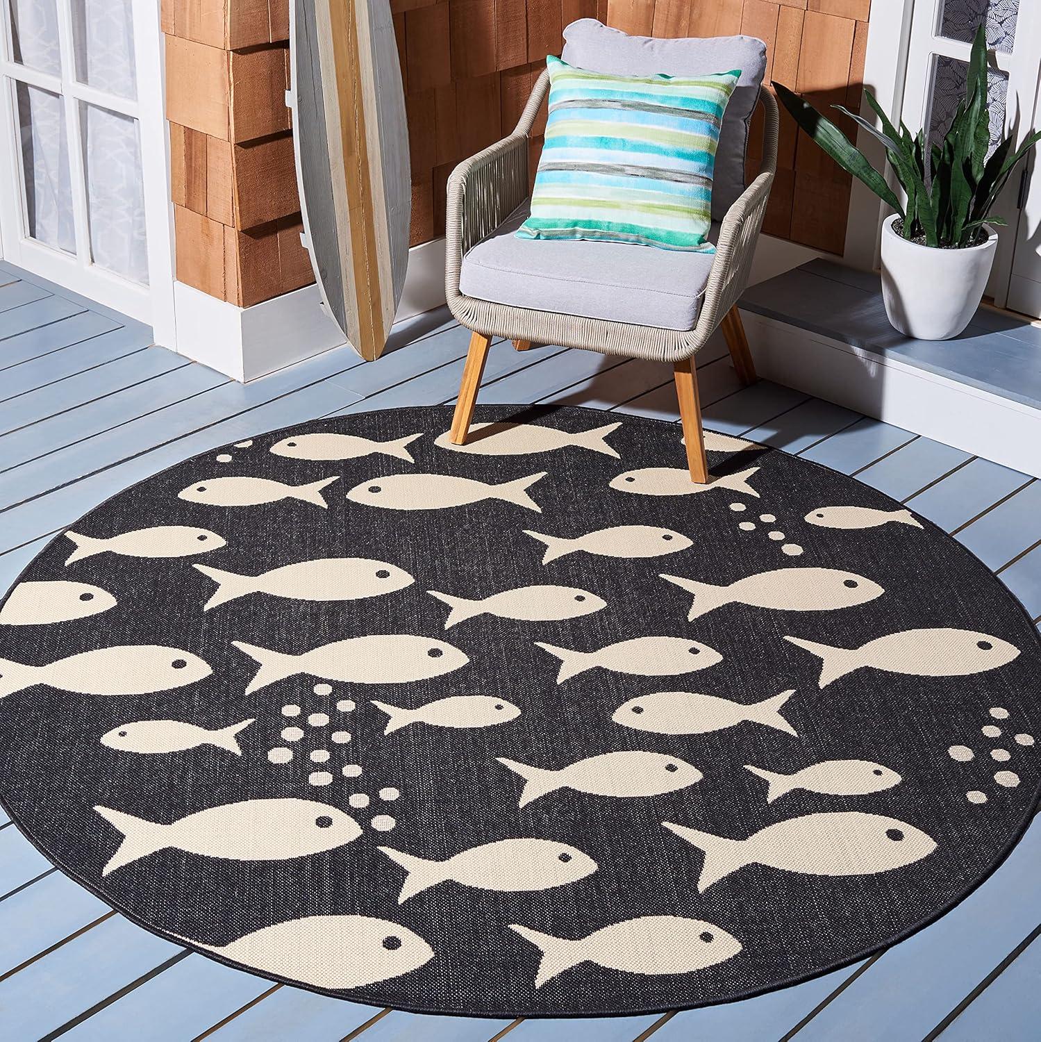image:imageSAFAVIEH Washable Rug Outdoor Courtyard Collection 2 x 37 Aqua Blue amp Beige NonShedding amp Easy Cleaning Ideal for Patio Front Door Entryway Doormat CY6012223BlackBeige