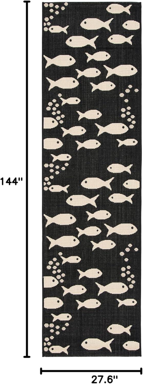 image:imageSAFAVIEH Washable Rug Outdoor Courtyard Collection 2 x 37 Aqua Blue amp Beige NonShedding amp Easy Cleaning Ideal for Patio Front Door Entryway Doormat CY6012223BlackBeige