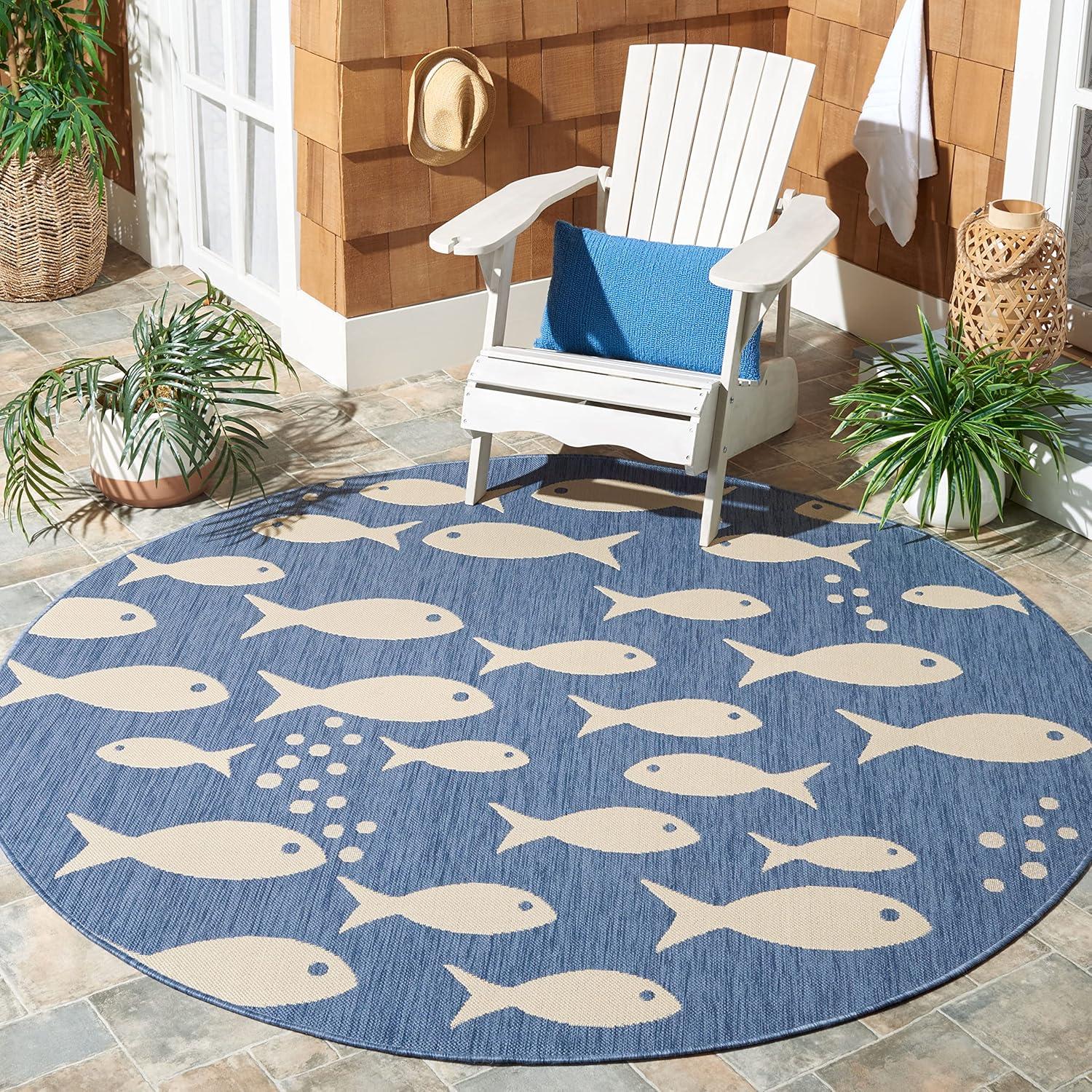 image:imageSAFAVIEH Washable Rug Outdoor Courtyard Collection 2 x 37 Aqua Blue amp Beige NonShedding amp Easy Cleaning Ideal for Patio Front Door Entryway Doormat CY6012223BlueBeige