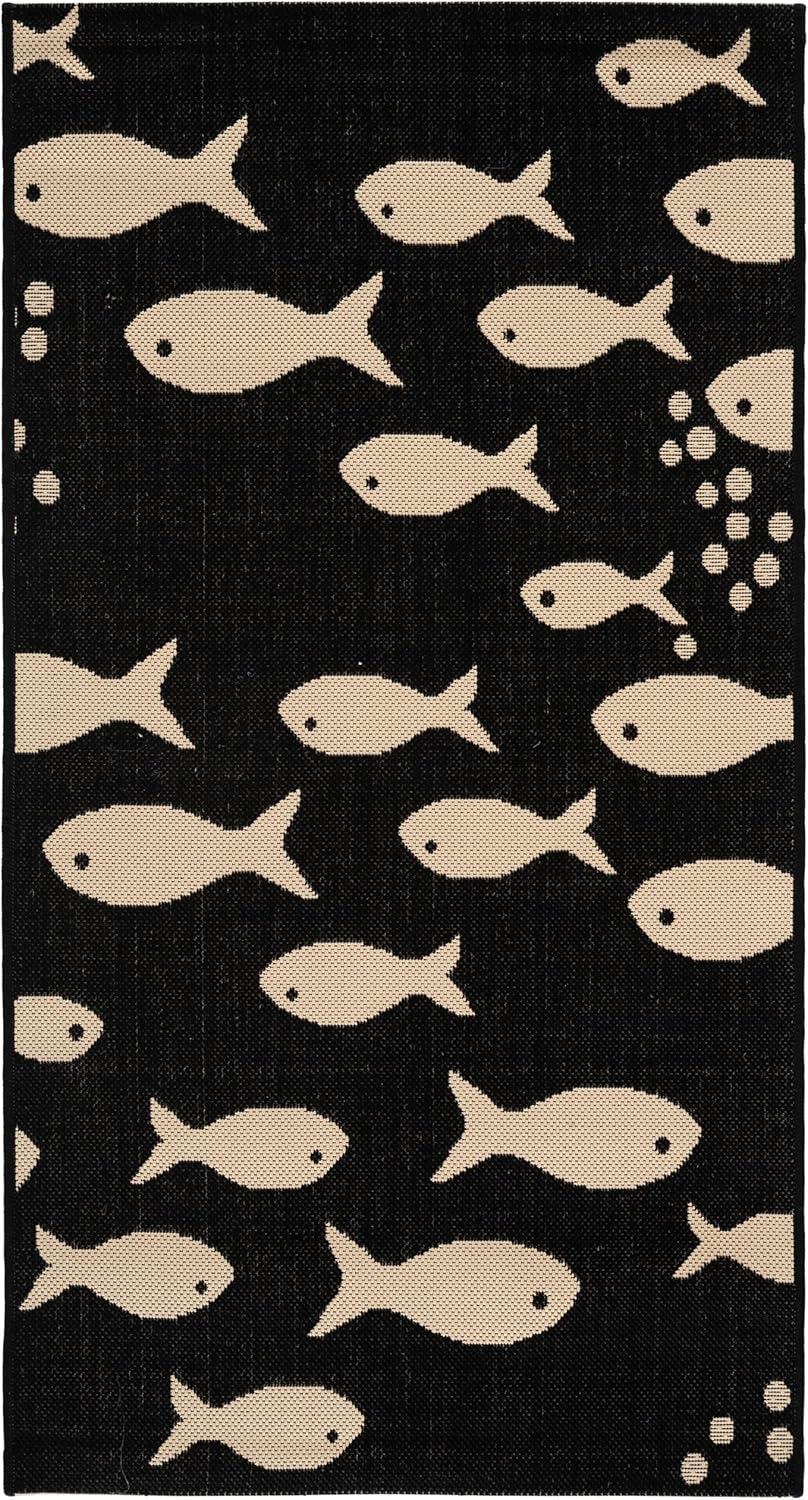image:imageSAFAVIEH Washable Rug Outdoor Courtyard Collection 2 x 37 Aqua Blue amp Beige NonShedding amp Easy Cleaning Ideal for Patio Front Door Entryway Doormat CY6012223BlackBeige