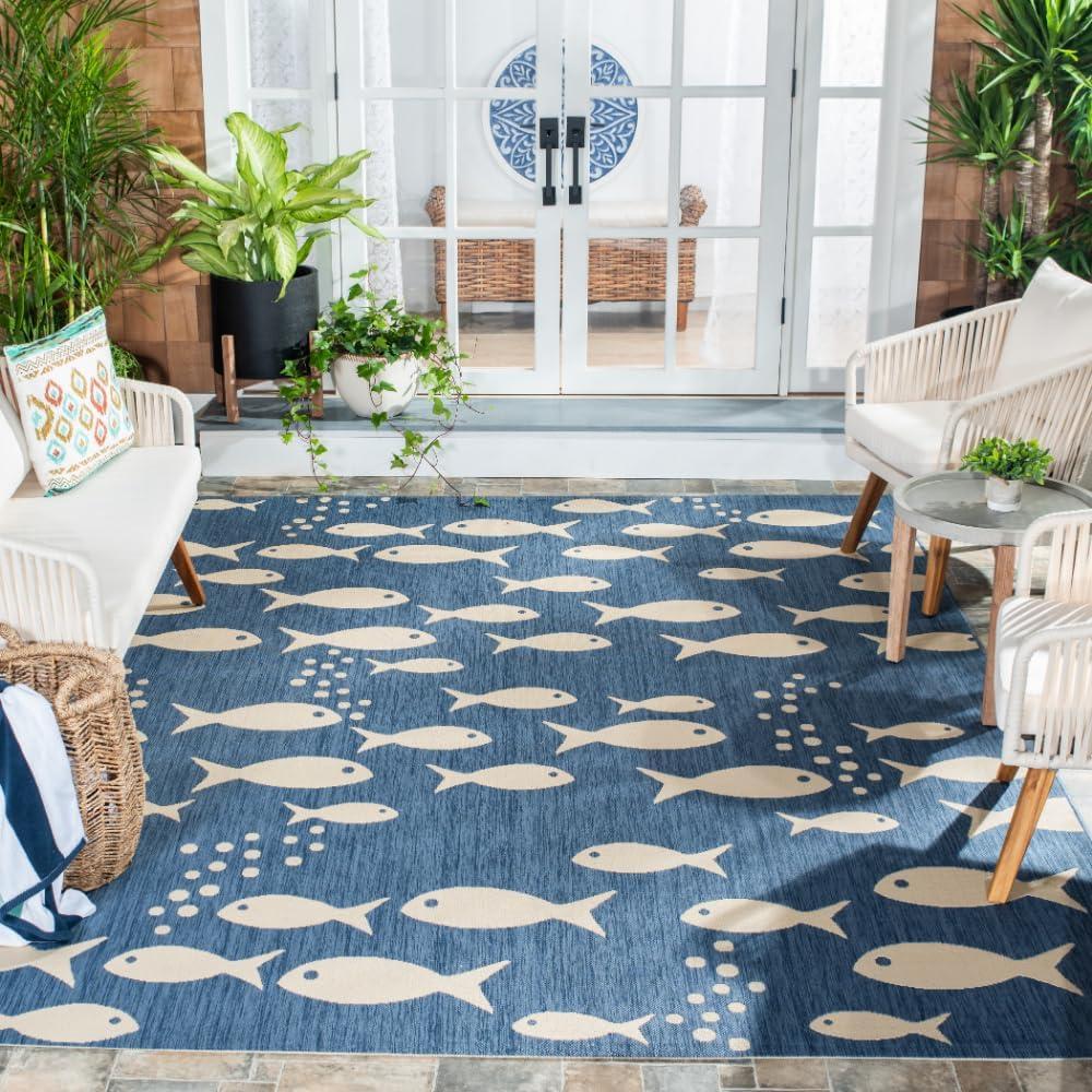 image:imageSAFAVIEH Washable Rug Outdoor Courtyard Collection 2 x 37 Aqua Blue amp Beige NonShedding amp Easy Cleaning Ideal for Patio Front Door Entryway Doormat CY6012223BlueBeige