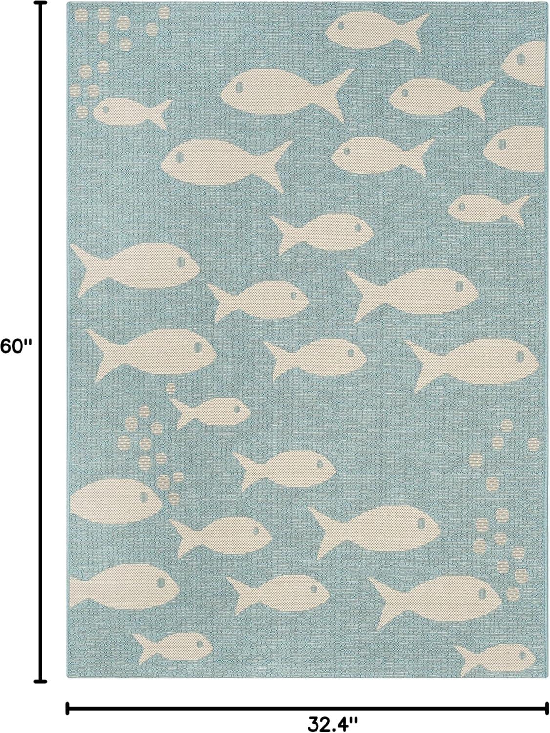 image:imageSAFAVIEH Washable Rug Outdoor Courtyard Collection 2 x 37 Aqua Blue amp Beige NonShedding amp Easy Cleaning Ideal for Patio Front Door Entryway Doormat CY6012223AquaBeige
