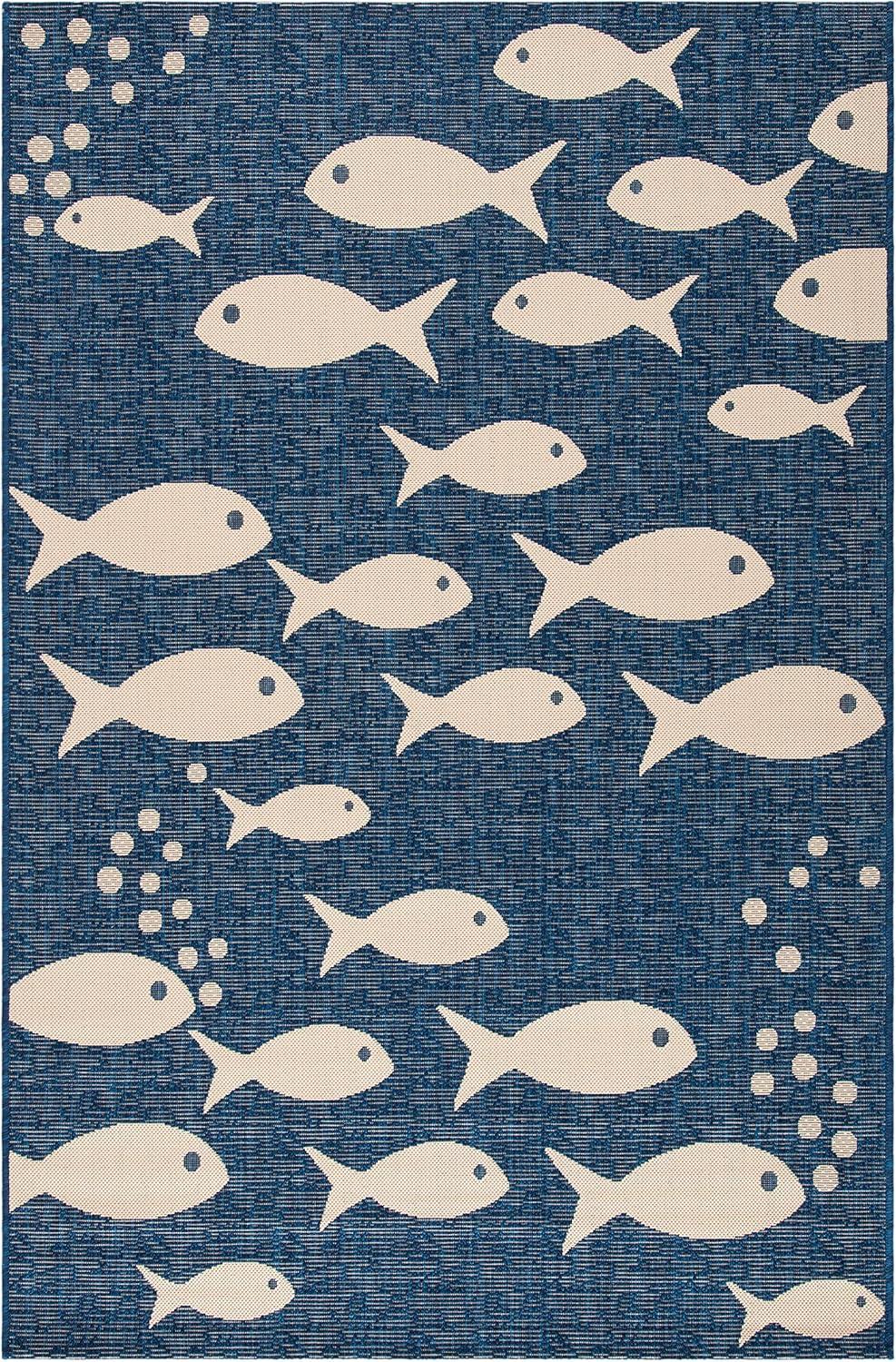 image:imageSAFAVIEH Washable Rug Outdoor Courtyard Collection 2 x 37 Aqua Blue amp Beige NonShedding amp Easy Cleaning Ideal for Patio Front Door Entryway Doormat CY6012223NavyBeige